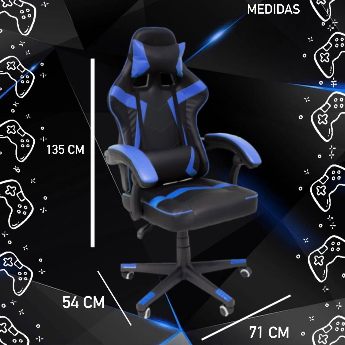 Silla Gamer Reclinable - Azul